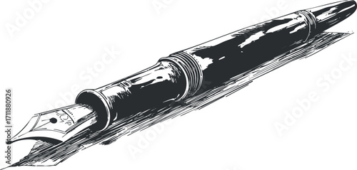 A detailed illustration of a classic fountain pen ideal for writing and creativity.