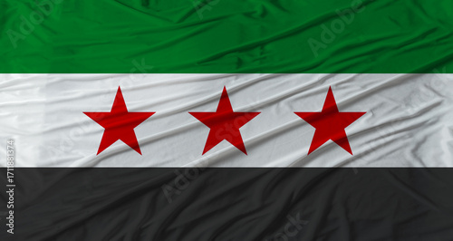 Fotografie Syrian flag waving. Flag of Syria with cloth texture