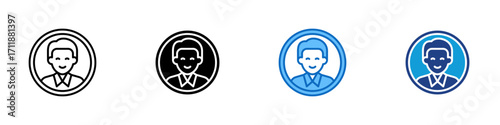 Male Profile Multiple Style Icon Design Vector - Circular avatar of a man, symbolizing user, male account, identity, or membership