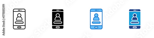 Mobile Login Multiple Style Icon Design Vector - Smartphone screen with user account and login fields, symbolizing mobile access and authentication
