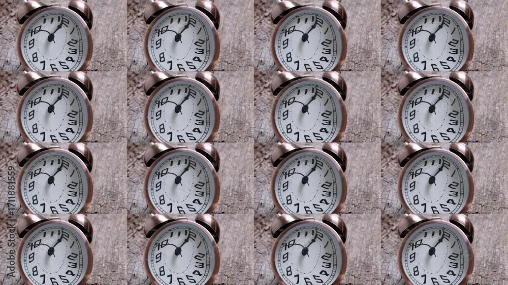 Distorted alarm clock turning back time