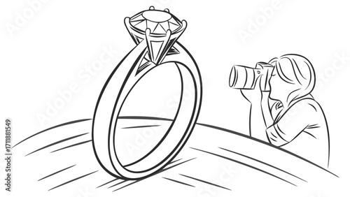 Sketch of a Photographer Shooting a Diamond Ring.