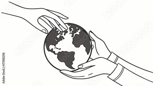 Protecting the Planet Two Hands Gently Holding the Earth Globe Illustration.
