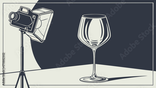 Studio Still Life Photography of Glassware with Lighting Setup.