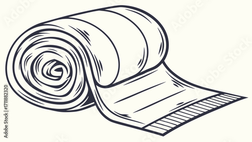 Rolled Adhesive Tape Medical Bandage First Aid Kit Supply Vector Illustration Hand-Drawn Design.