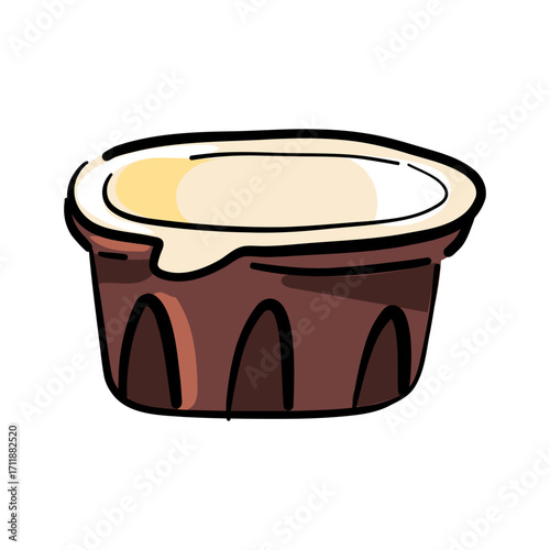 box of coffee cream. colored illustration on white. Additives for coffee, a milk mixture for taste. A mini portion for lovers of milk taste. Morning energy hot drinks for vitality. Packaging mini cup