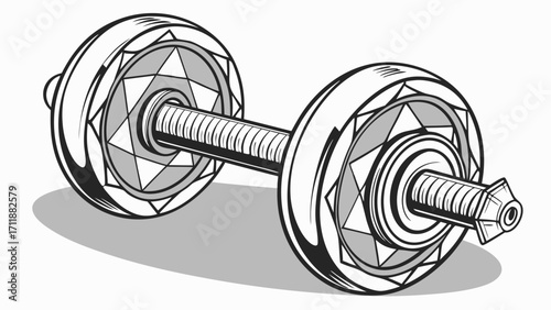 Stylized Dumbbell illustration fitness equipment gym workout weight training graphic design black and white vector art exercise strength healthy lifestyle sport bodybuilding gym equi.