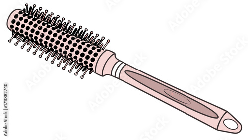 Round Hair Brush Pink Styling Tool Hair Care Beauty Salon Hair Brush Illustration Vector Illustration Hair Styling Hair Accessories Round Brush Bristle Brush Hair Care Product Beauty.