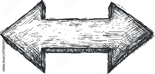 A hand-drawn sketch of a double arrow indicating direction to the left and right.