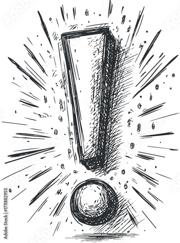 A dynamic illustration of an exclamation mark with burst effects emphasizing importance or alertness.