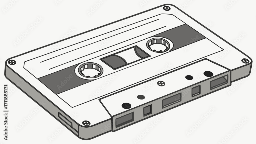 Obraz premium Vintage Audio Cassette Tape Retro Music Technology 80s 90s Nostalgia Graphic Design Element.