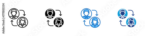 User Switch Multiple Style Icon Design Vector - Two user avatars with arrows, symbolizing account switch, profile change, or user transfer