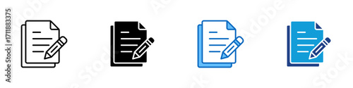 Document Edit Multiple Style Icon Design Vector - Paper with pencil, representing editable form, application, or data entry