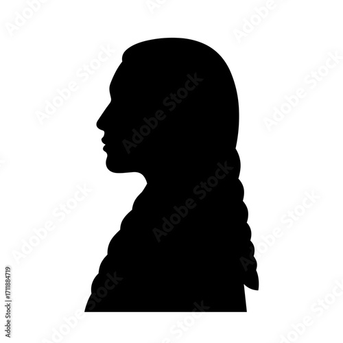 Native American woman silhouette with long braided hair  