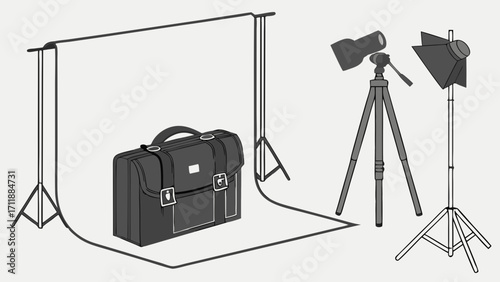 Studio Setup with Lighting and Backdrop for Product Photography Illustration or Design Project.