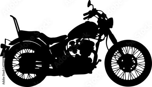 Silhouette of a Classic Motorcycle A Striking Black and White Illustration Depicting Power, Freedom, and the Allure of the Open Road