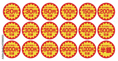スーパーの値引シールセット