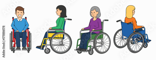 Diverse People Using Wheelchairs for Mobility Assistance