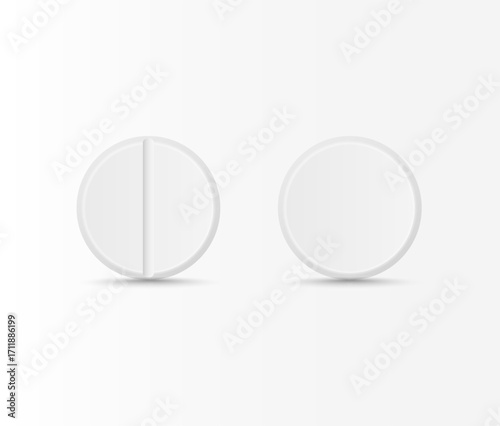 Set of 3D realistic pills and tablets isolated on white background. Perfect for healthcare, pharmacy, medicine, supplements, medical design, and wellness projects.