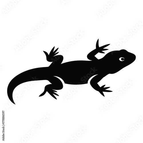 Silhouette of a gecko or lizard with detailed toes and eyes a common reptile found in warm climates silhouette