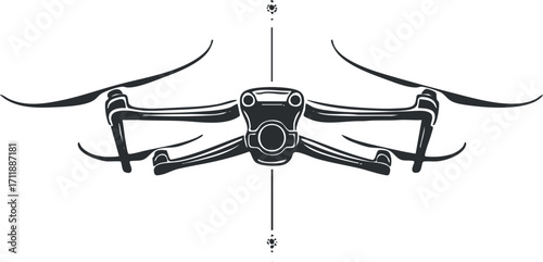 Stylized illustration of a drone showcasing its design and aerial capabilities.