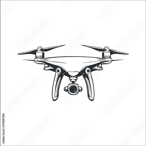 Illustration of a drone with camera showcasing modern aerial technology and innovation in flight.