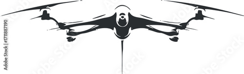 Stylized illustration of a drone in flight showcasing modern aerial technology and design.