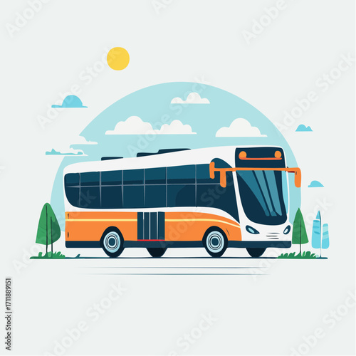 Modern Public Transportation Bus Illustration, Concept of Urban Commute and Sustainable Travel