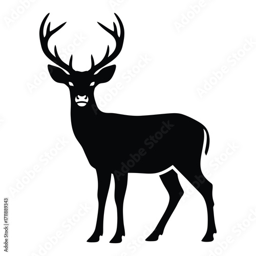 Majestic silhouette of a stag deer standing proudly with antlers silhouette