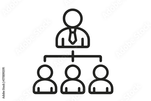 Company hierarchy structure line icon. Business management and organizational chart concept. Team leadership and corporate workflow. Employee connection and teamwork vector symbol.