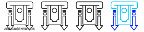 Cash withdrawal icon set collection in creative outline style for refinance with multiple thickness variations for financial web design elements and UI resources