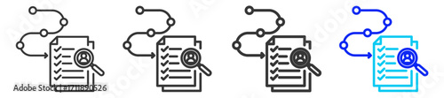 Application Process icon set collection in creative outline style for refinance with multiple thickness variations for financial web design elements and UI resources