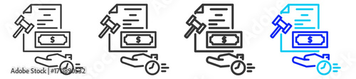 Prepayment Penalties icon set collection in creative outline style for refinance with multiple thickness variations for financial web design elements and UI resources