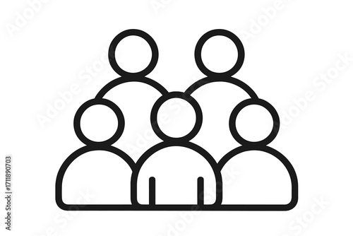 Group of people icon for teamwork and community concepts. Simple linear pictogram for web and graphic design. Business team, social network symbol. Vector illustration.