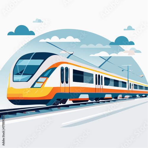 Modern Electric Train Illustration A Stylish and Dynamic Visual of High-Speed Transportation