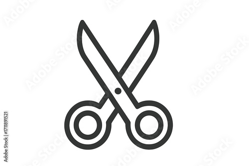 Scissors icon in a minimal outline style. A versatile vector graphic for cutting, crafts, and tailoring concepts. Perfect for web design, apps, and stationery supplies.
