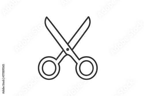 Scissors line icon. Simple cutting tool outline symbol for web and graphic design. Hairdresser, barber or tailor equipment. Minimalist vector pictogram for craft, sewing.