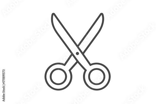Scissors icon in a simple line art style. Minimalist vector graphic for web and apps. Symbol for cutting, crafts, tailor, or hairdresser. Office and school stationery tool.