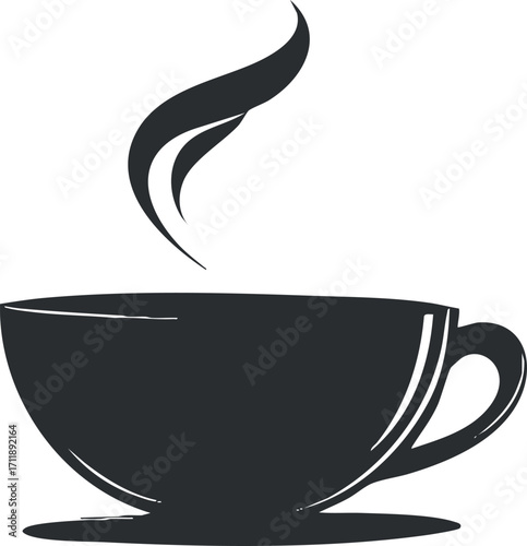 A minimalist illustration of a steaming cup of coffee perfect for beverage-related designs.