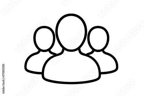Group of people icon. User avatar symbol. Teamwork and community concept. Vector outline for web design, apps, and business profile. Social network sign. Leadership graphic.