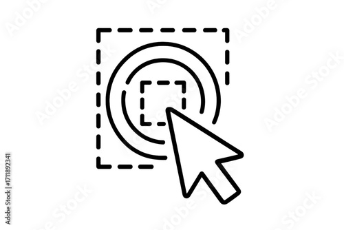 Selection tool UI icon with mouse cursor arrow. Graphic design and web development concept. Selecting an object, area, or element. Digital editing and transformation tool vector.