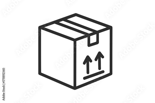 This side up icon on a cardboard box. Fragile package symbol for shipping and delivery. Logistics and handling concept. Vector line art for web, apps, and print materials.