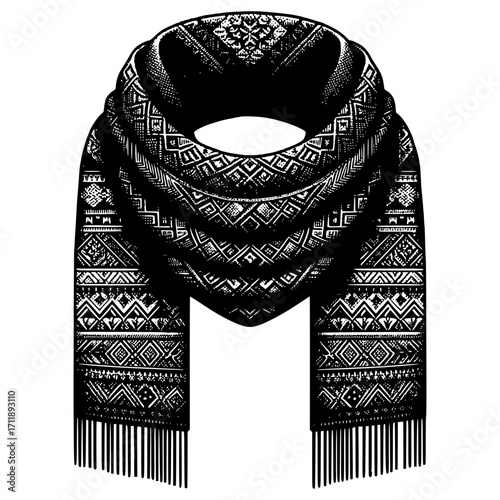 Black knitted scarf vector image illustration