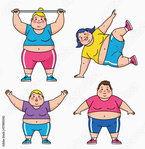 Charming Chubby Characters Embracing Active Lifestyles