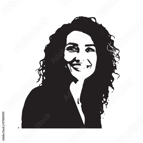 Beautiful Woman in Formal Dress Black and White Illustration Vector Art Design