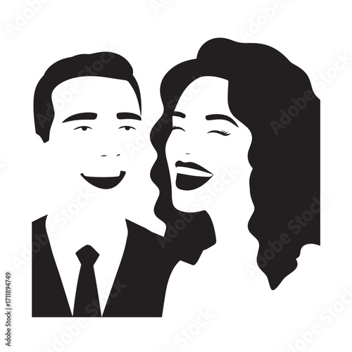 Beautiful Woman in Formal Dress Black and White Illustration Vector Art Design