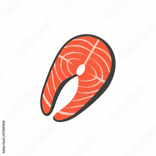 Stylized illustration of a fresh salmon steak on a white background