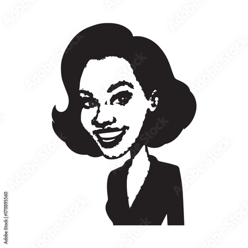 Beautiful Woman in Formal Dress Black and White Illustration Vector Art Design