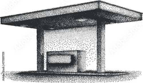 Stylish minimalist bench design under a roof showcasing modern architectural elements.