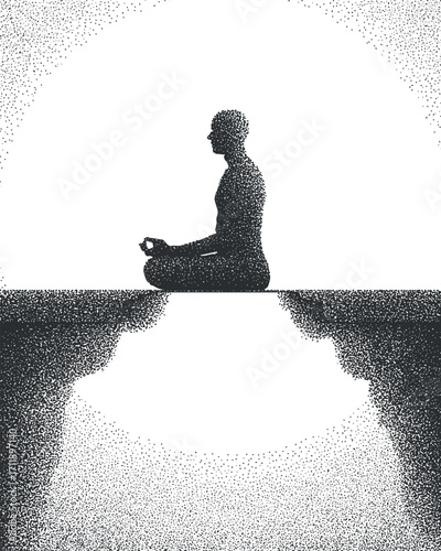 A serene silhouette of a person meditating, embodying tranquility and mindfulness in a peaceful setting.
